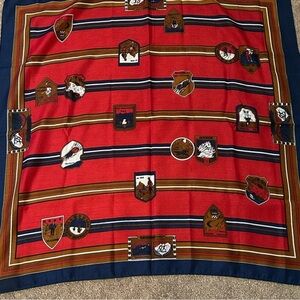 Vintage Chamonix Winter Sports Scarf 30×30 Red Blue Olympic
Ski Print